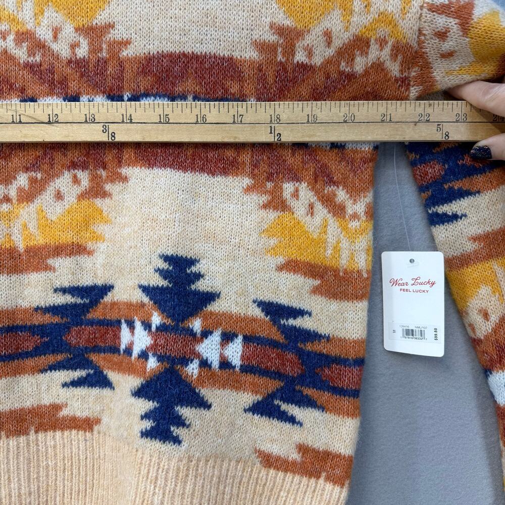 Lucky Brand Sweater Women's M Orange Blue Yellow Southwestern Design NWT - Picture 8 of 10